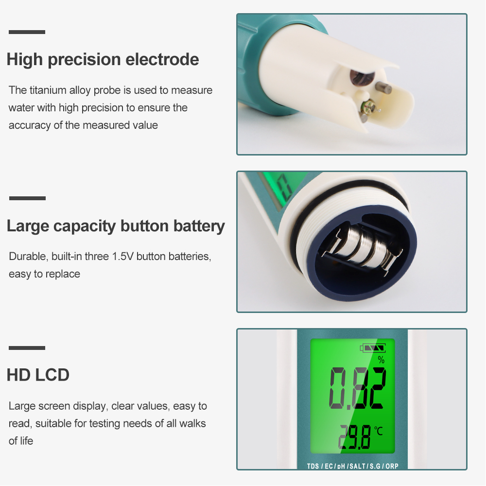 7 в 1 PH TDS EC ORP Измеритель – обзор и цена Ph Meter Digital Water Tester